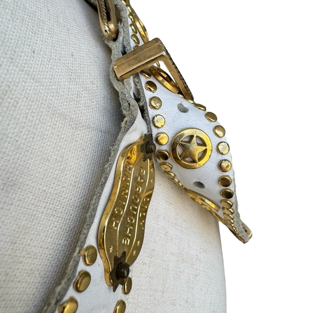 Lily Farouche‎ Munich Vintage White Leather Studded Buffalo  display picture 1